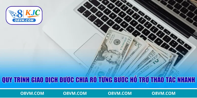 Quy trình giao dịch được chia rõ từng bước hỗ trợ thao tác nhanh